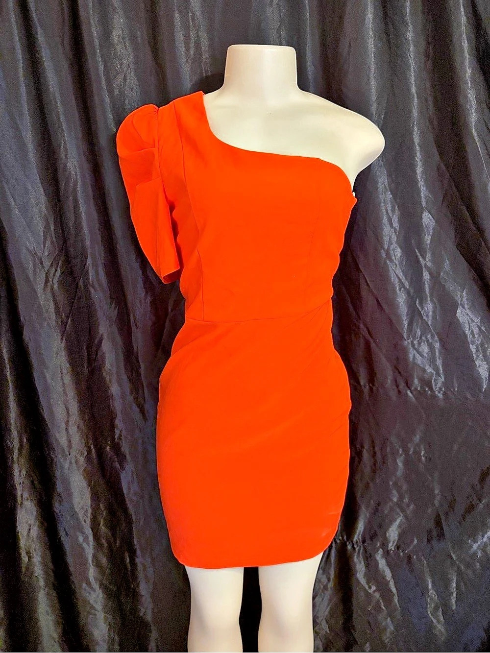 Lulus One-Shoulder Mini Dress in Orange Size Medium Like New